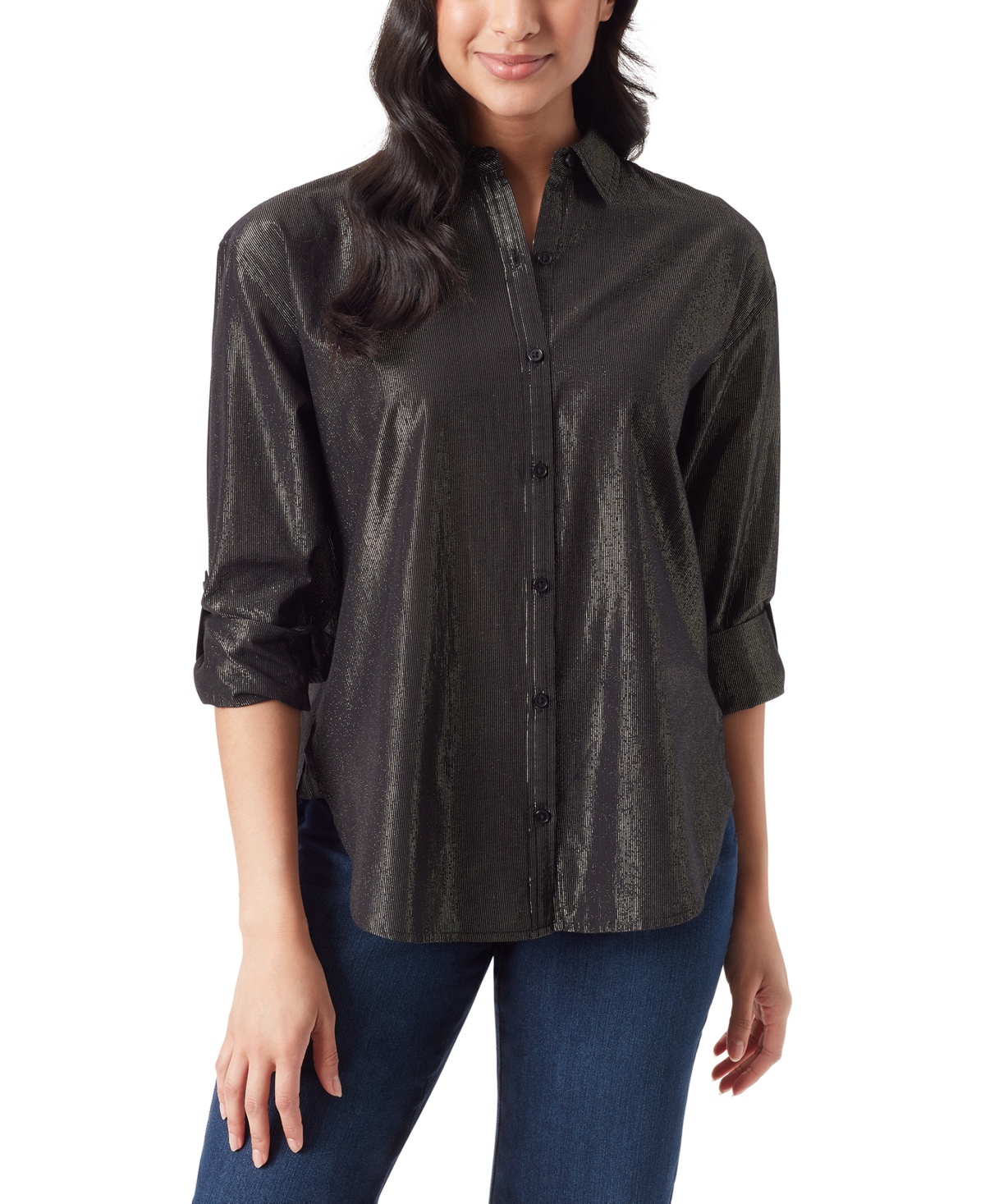 Gloria Vanderbilt Women's Amanda Lurex Top, Black, Small - Picture 4 of 4