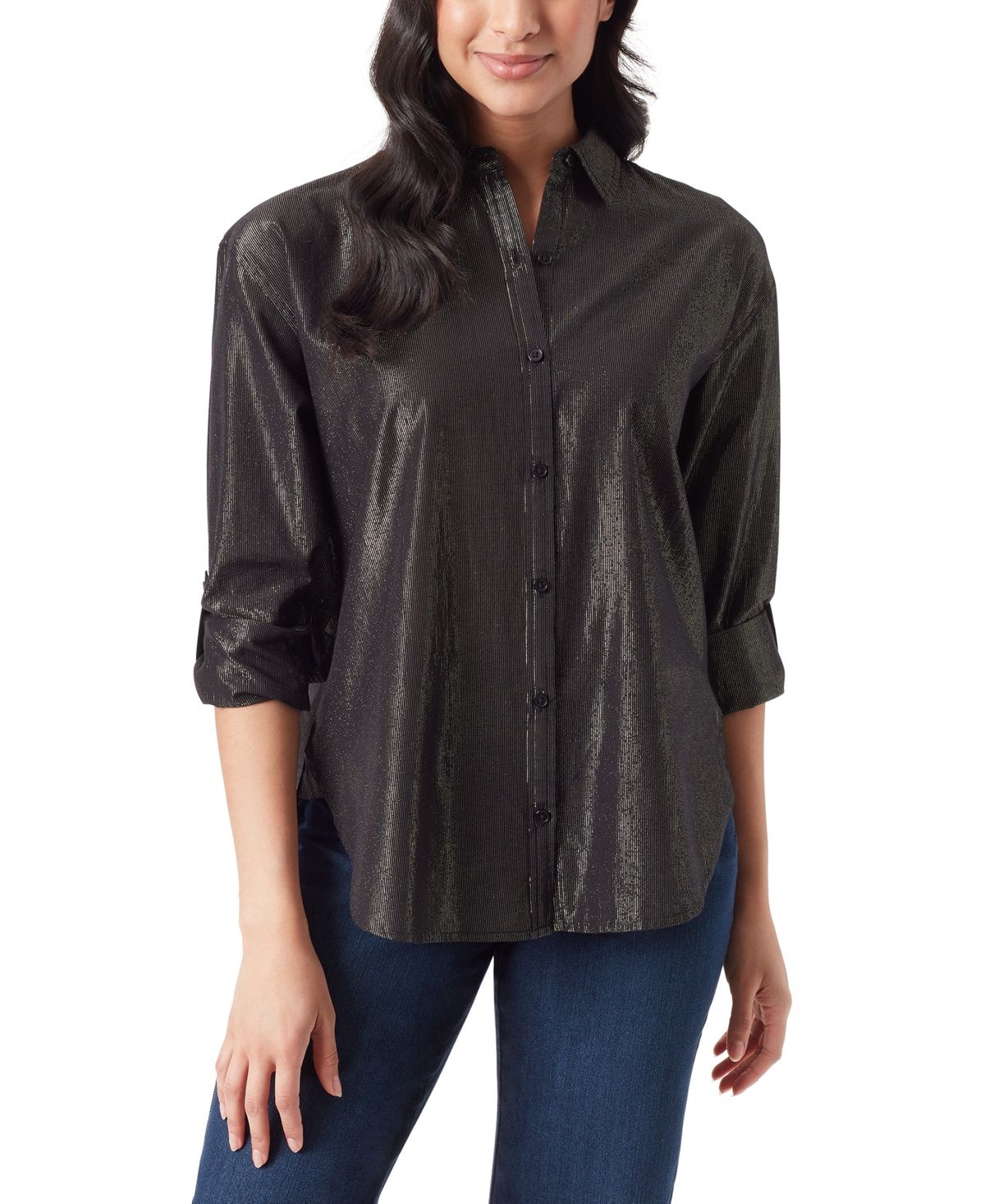 Gloria Vanderbilt Women&#39;s Amanda Lurex Top, Black, Small