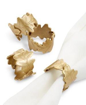 Closeout! Martha Stewart Collection Harvest Leaf Napkin Rings, Set of 4,