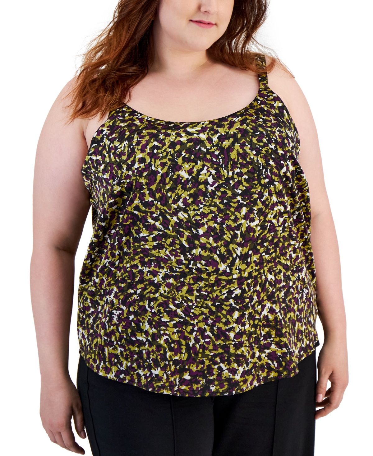 Bar III Plus Size Multi-Print Scoop-Ne Herb Garden Multi 1X