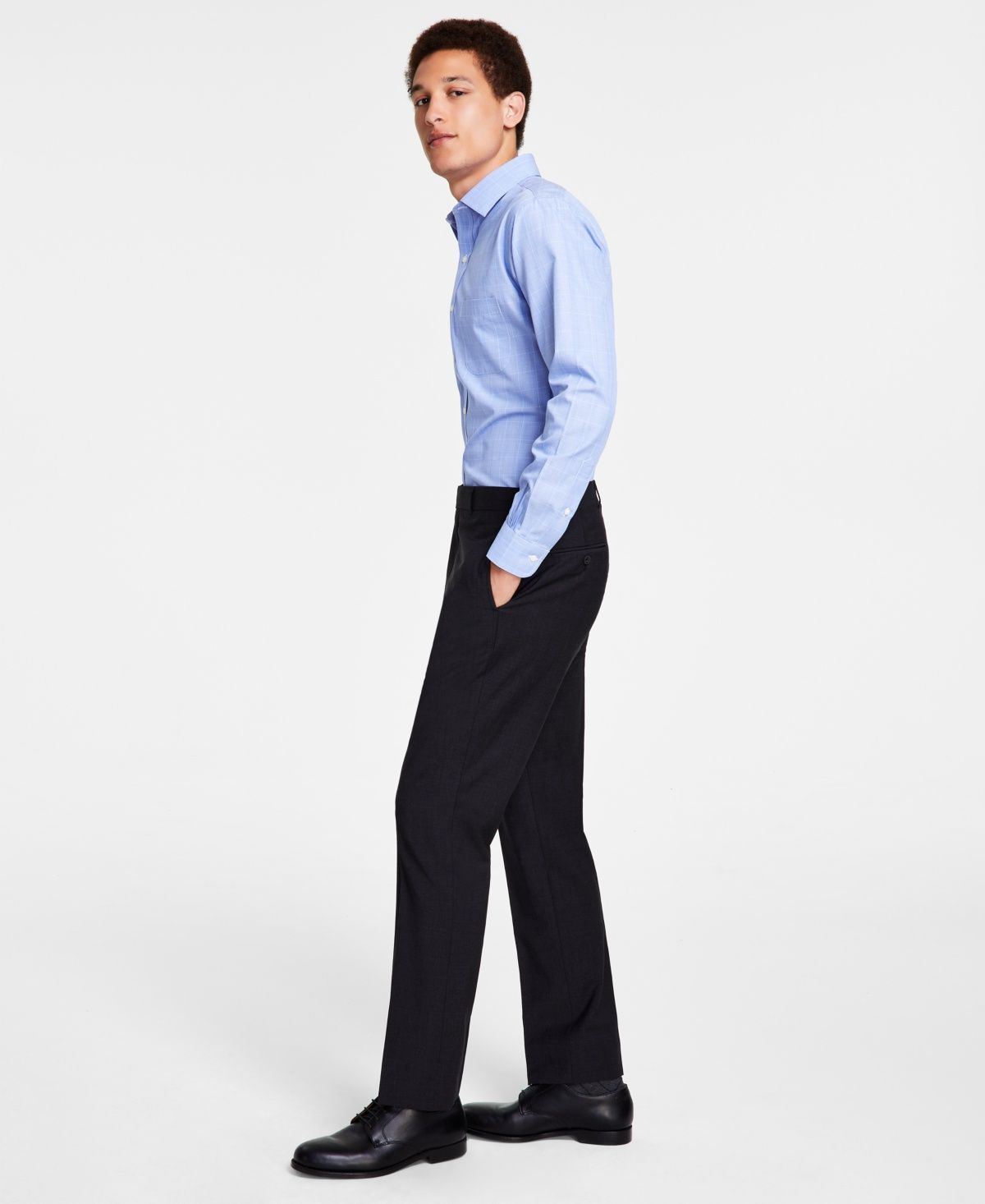 B by Brooks Brothers Men&#39;s Classic-Fit Stretch Wool Blend Suit Pant - Charcoal
