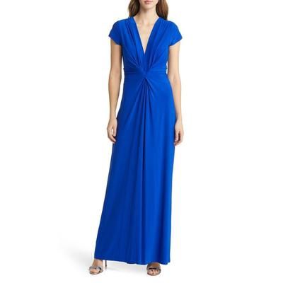 Vince Camuto Twist-Front Plunge Jumpsuit Cobalt M