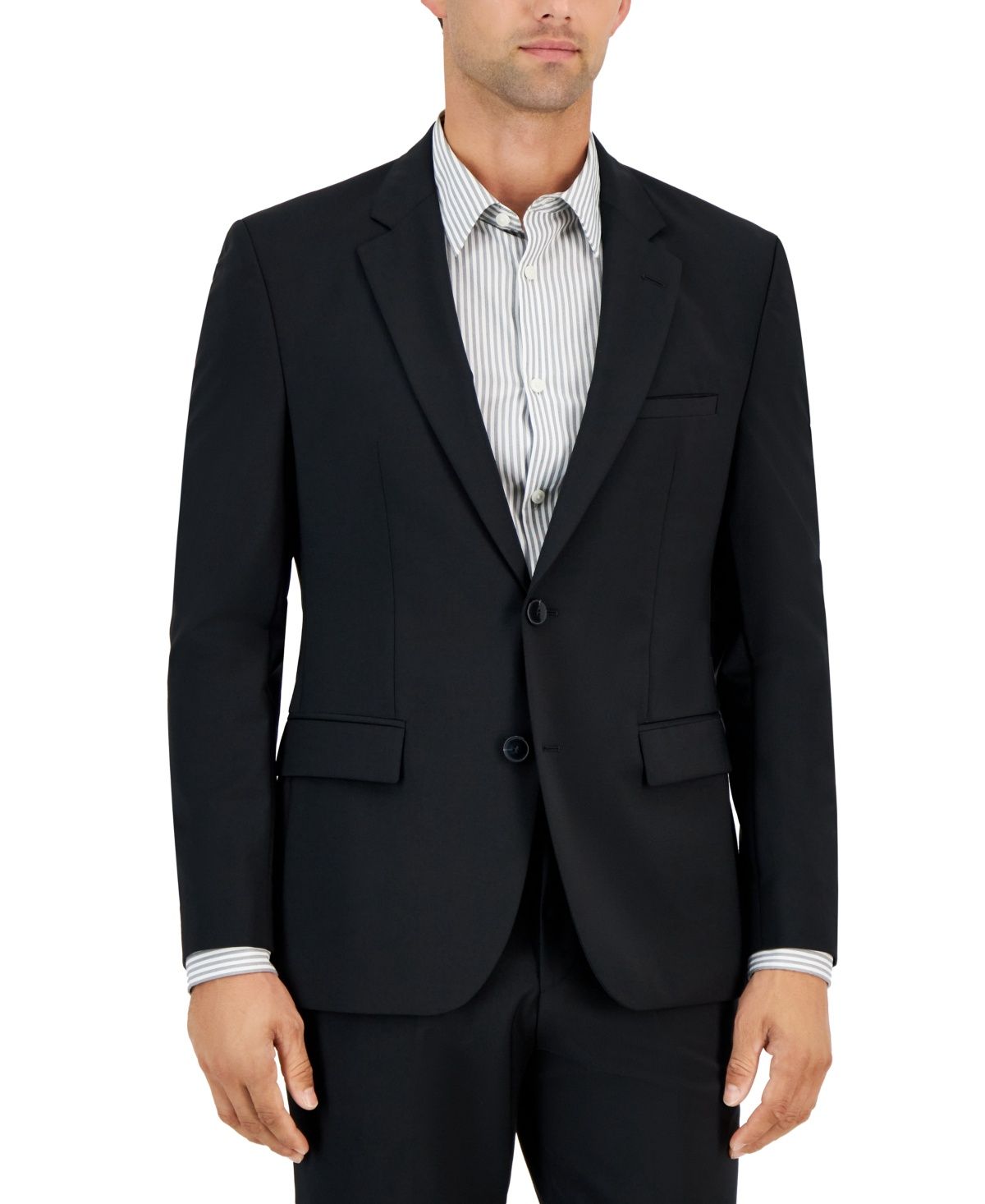 Hugo by Hugo Boss Men&#39;s Modern-Fit Solid Wool-Blend Suit Jacket - Black