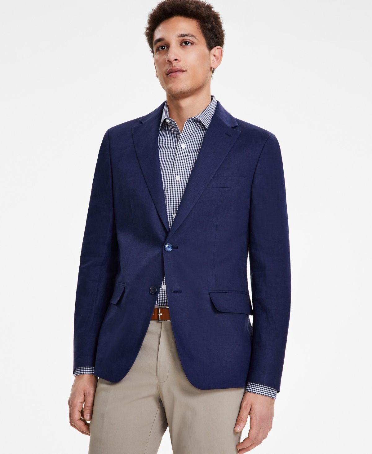 Tommy Hilfiger Modern Fit Linen Men&#39;s Suit Separates Jacket Navy Solid - Size: 40 Regular