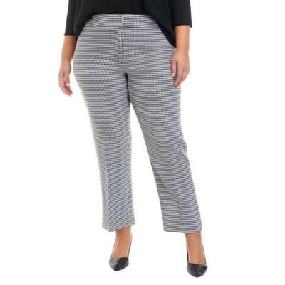 Plus Womens Mid Rise Houndstooth Straight Leg Pants