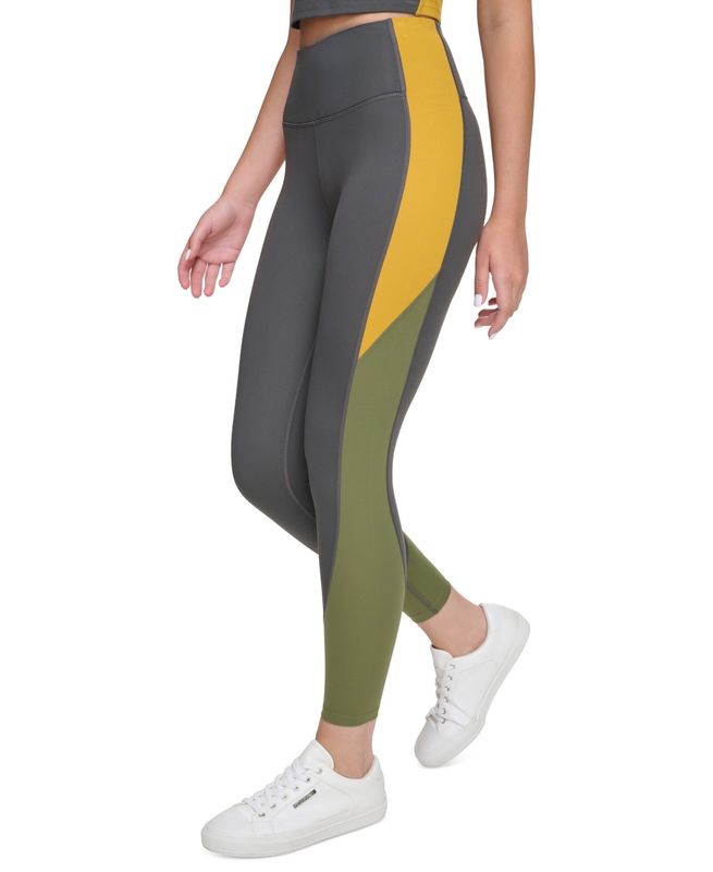 Calvin Klein Performance Women&#39;s Colorblock High-Waisted 7/8 Leggings - Forged Iron/bonsai/cactus