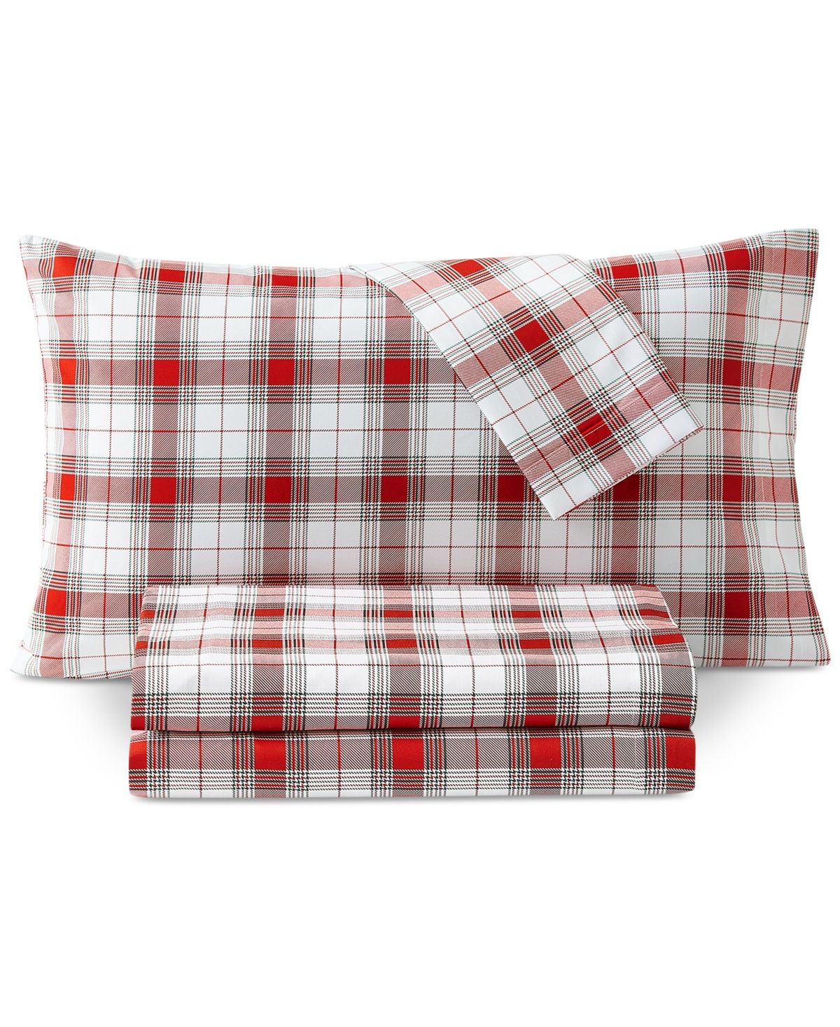 Sanders Holiday Printed 4-Pc. Sheet Set, Queen - Red Plaid