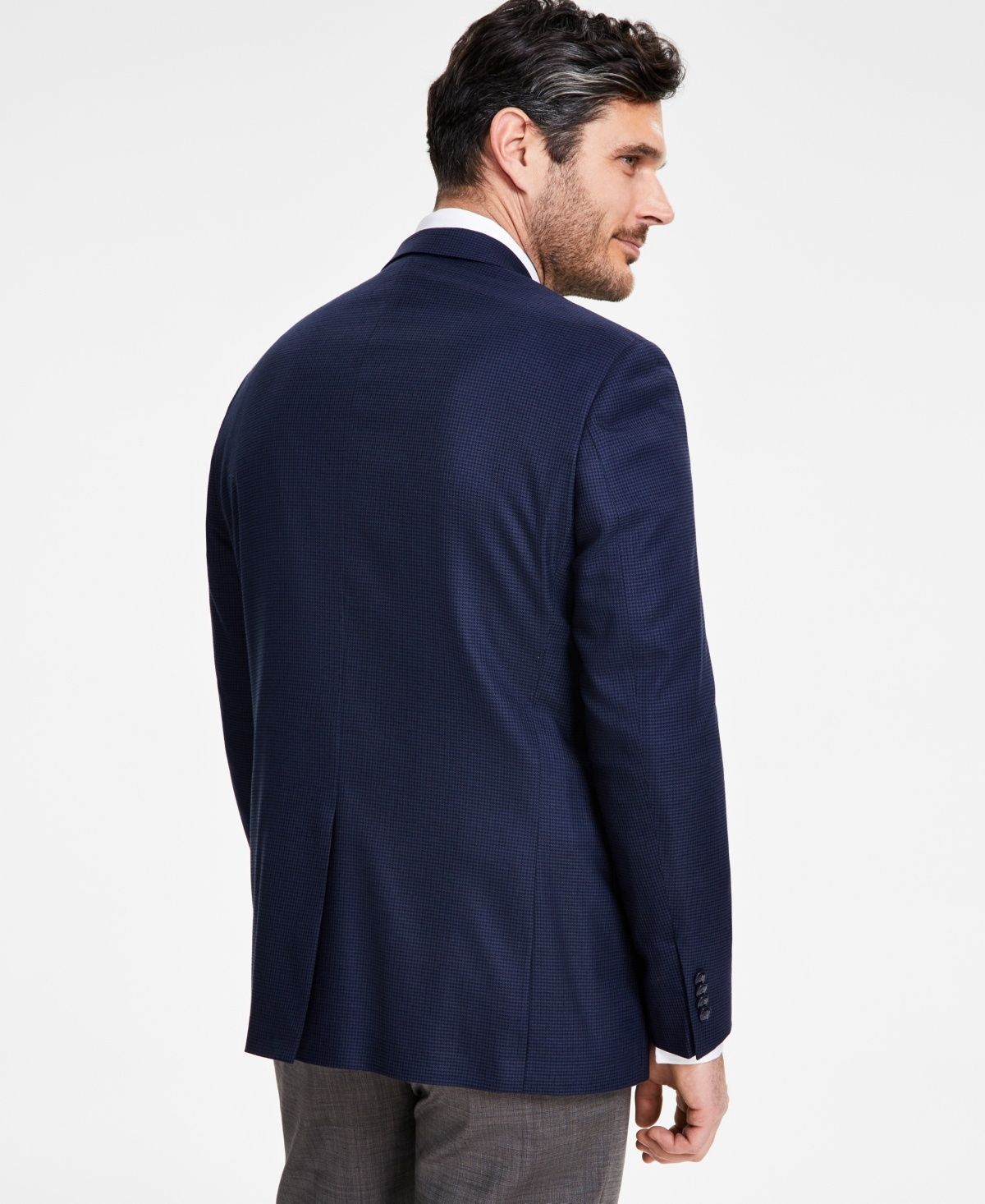 Michael Kors Men&#39;s Classic-Fit Houndstooth Sport Coat - Navy