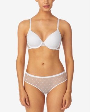 DKNY Women&#39;s Monogram Mesh Full Coverage Underwire Bra in Poplin White | Size 36D | HerRoom.com