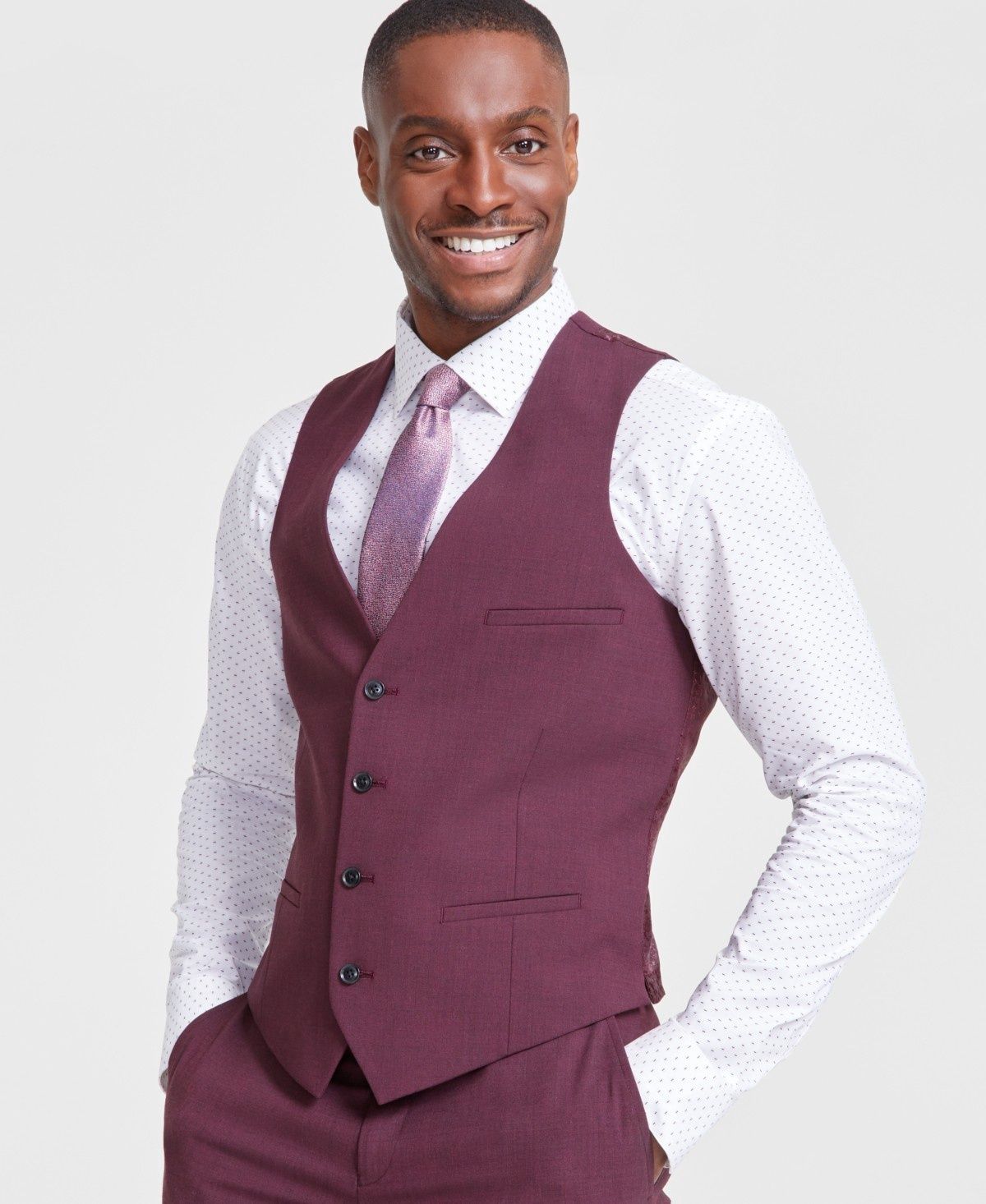 Bar Iii Men&#39;s Slim-Fit Wool Blend Suit Vest,  - Red