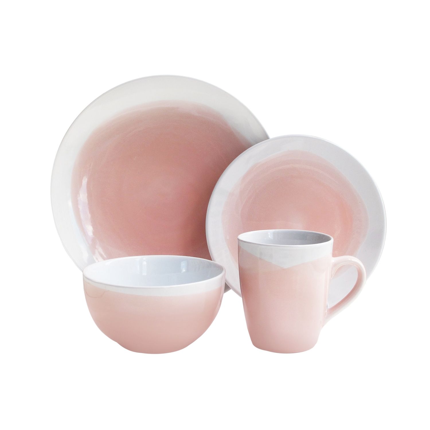 16-Piece Pink/White Oasis Dinnerware Set