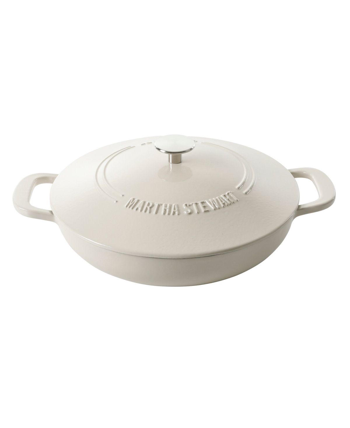 Martha Stewart Collection Braiser Enamel Cast Iron 3.5 Quart Dutch Oven - Linen