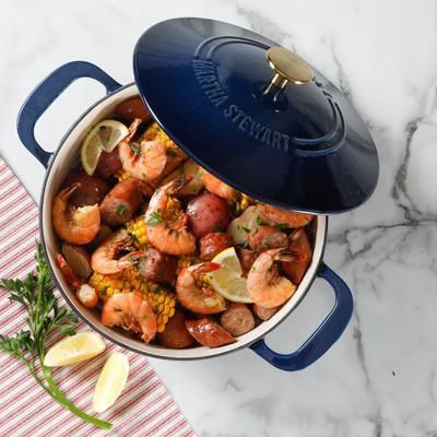 Martha Stewart Collection Gatwick Enamel Cast Iron 7 Quart Dutch Oven - Navy
