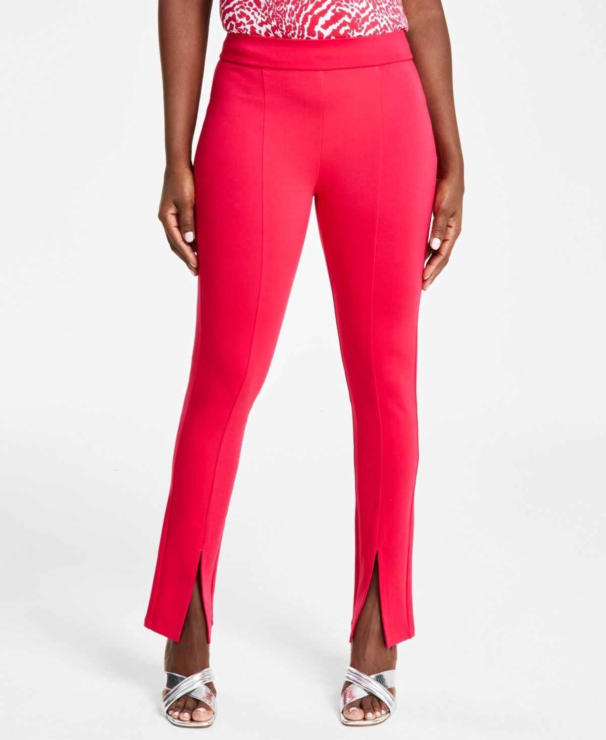 Michael Michael Kors Women&#39;s Slit-Hem Leggings, Regular &amp; Petite - Deep Pink
