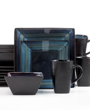 Oneida Multi Adriatic Blue Square 16 Piece Dinnerware Set
