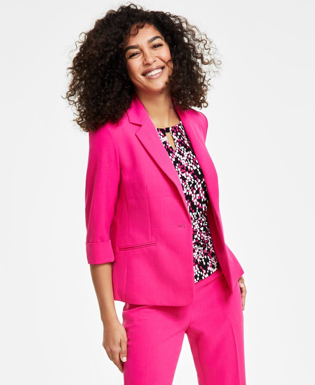 Kasper Petite 34-Sleeve One-Button B Pink Perfection 10P