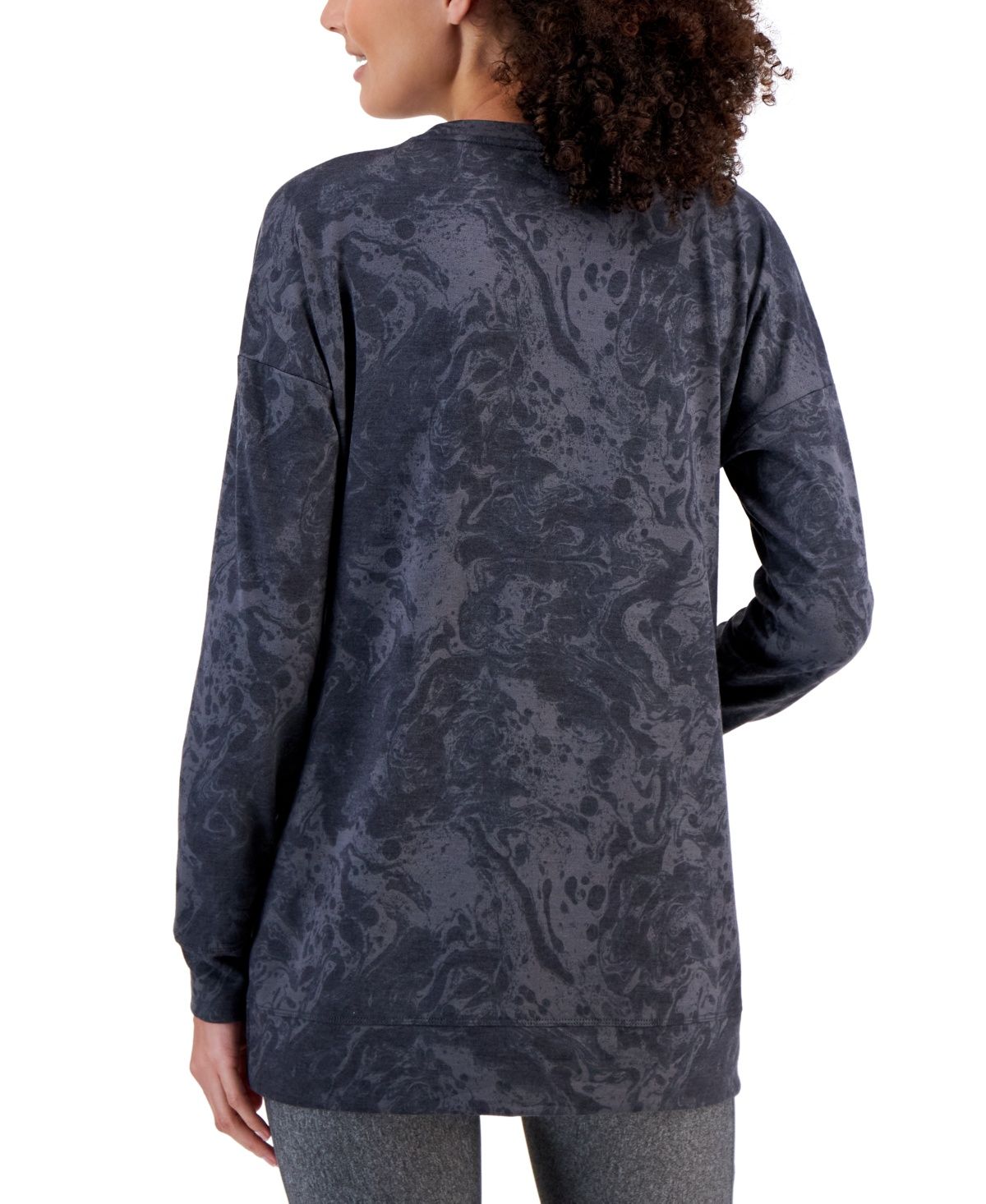 ID Ideology Women&#39;s Tulip-Hem Drop-Shoulder Tunic, - Deep Black