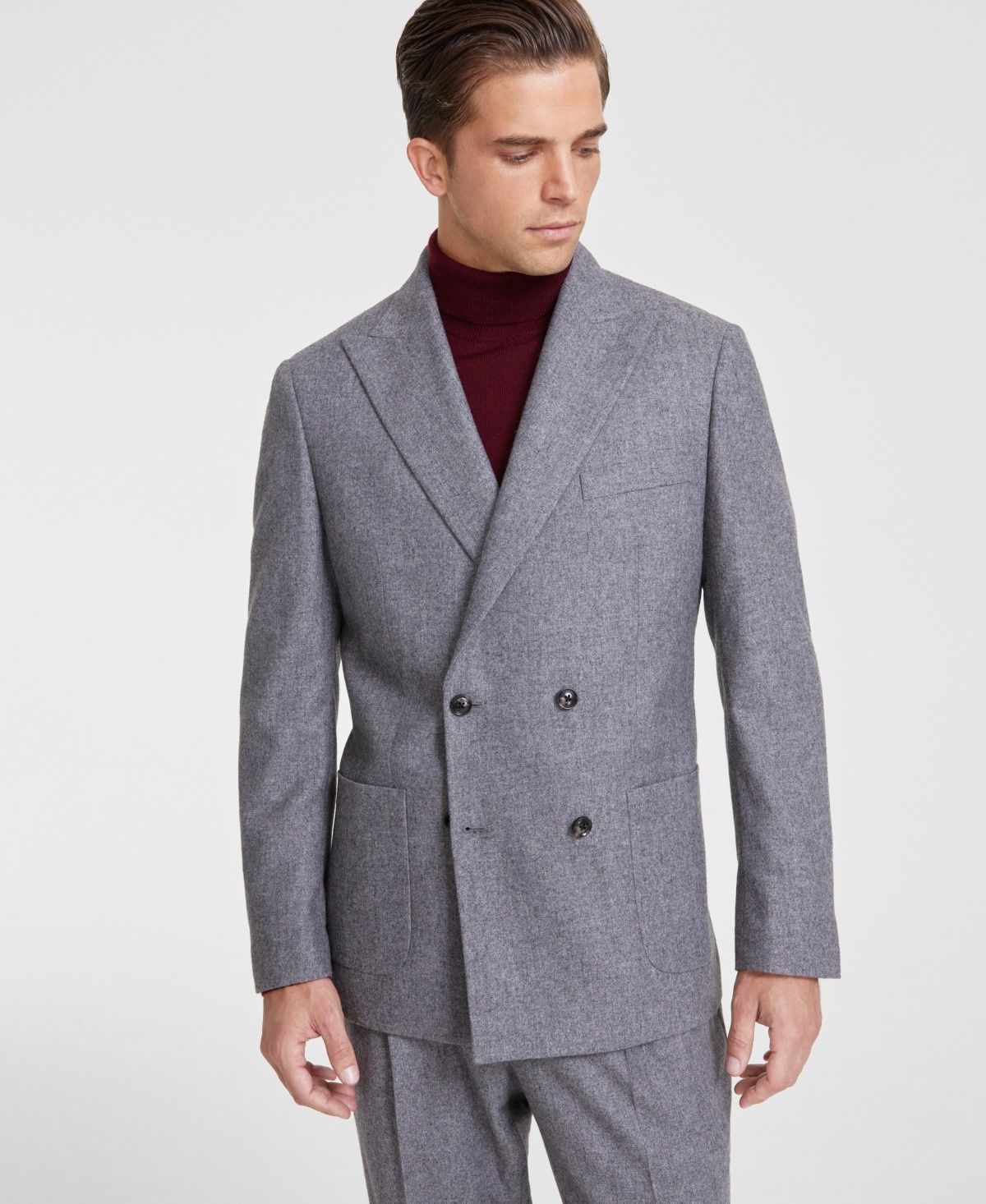 Tommy Hilfiger Men&#39;s Relaxed Modern-Fit Wool Tweed Db Suit Jacket - Grey