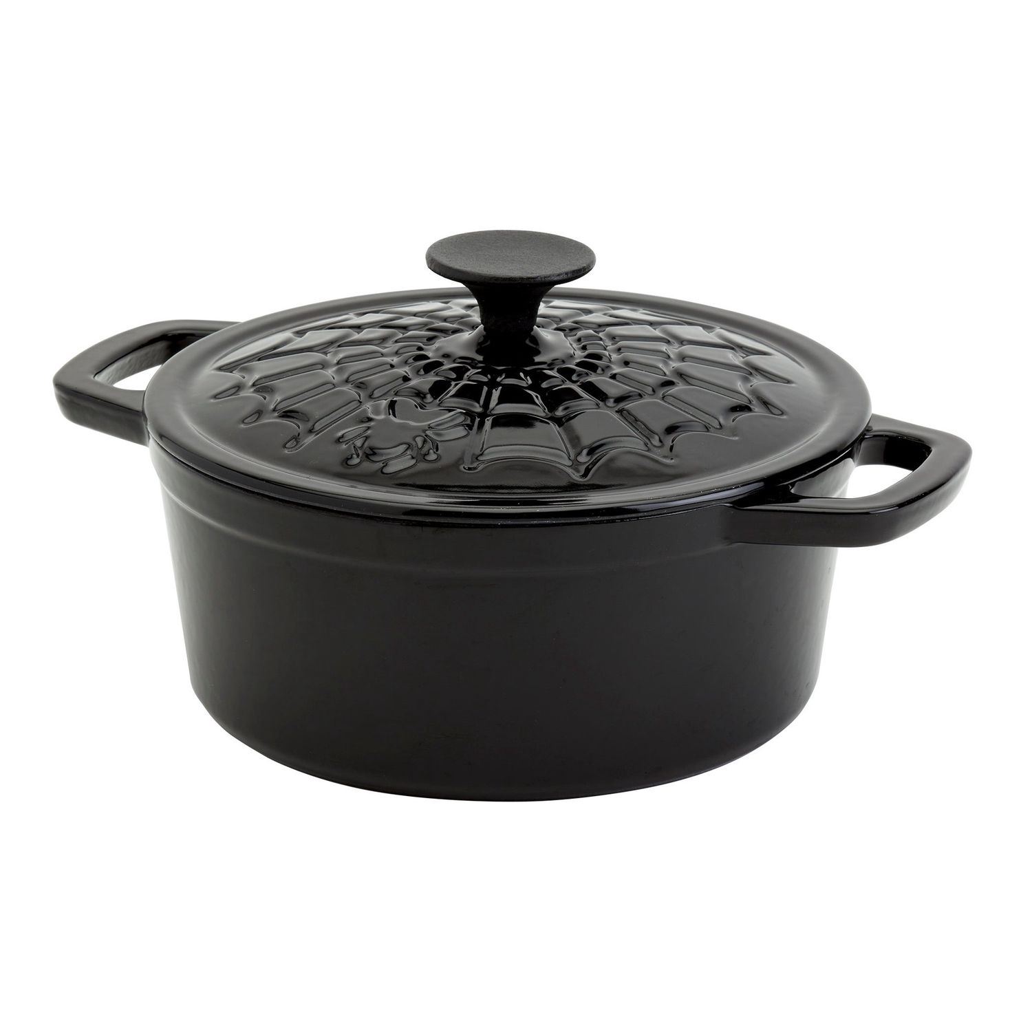 Smith and Clark Iron Works Enameled Cast Iron 3-Qt. Spider Web Dutch Oven - Black