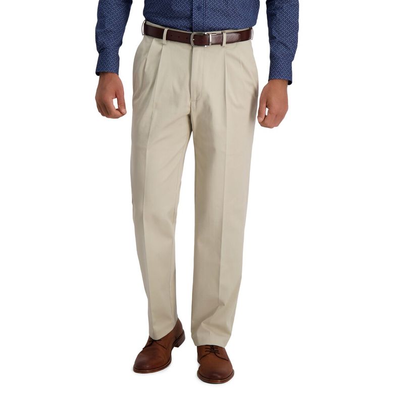 Haggar Men&#39;s Iron-Free Premium Khaki‚Ñ¢ Classic Fit Pleat Front Pant Dark Navy - Size: 36W X 32L