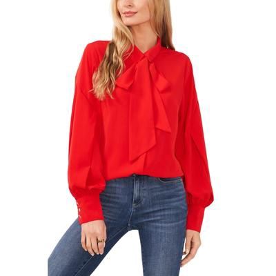 CeCe Women&#39;s Button-up Bow Blouse - Fireball