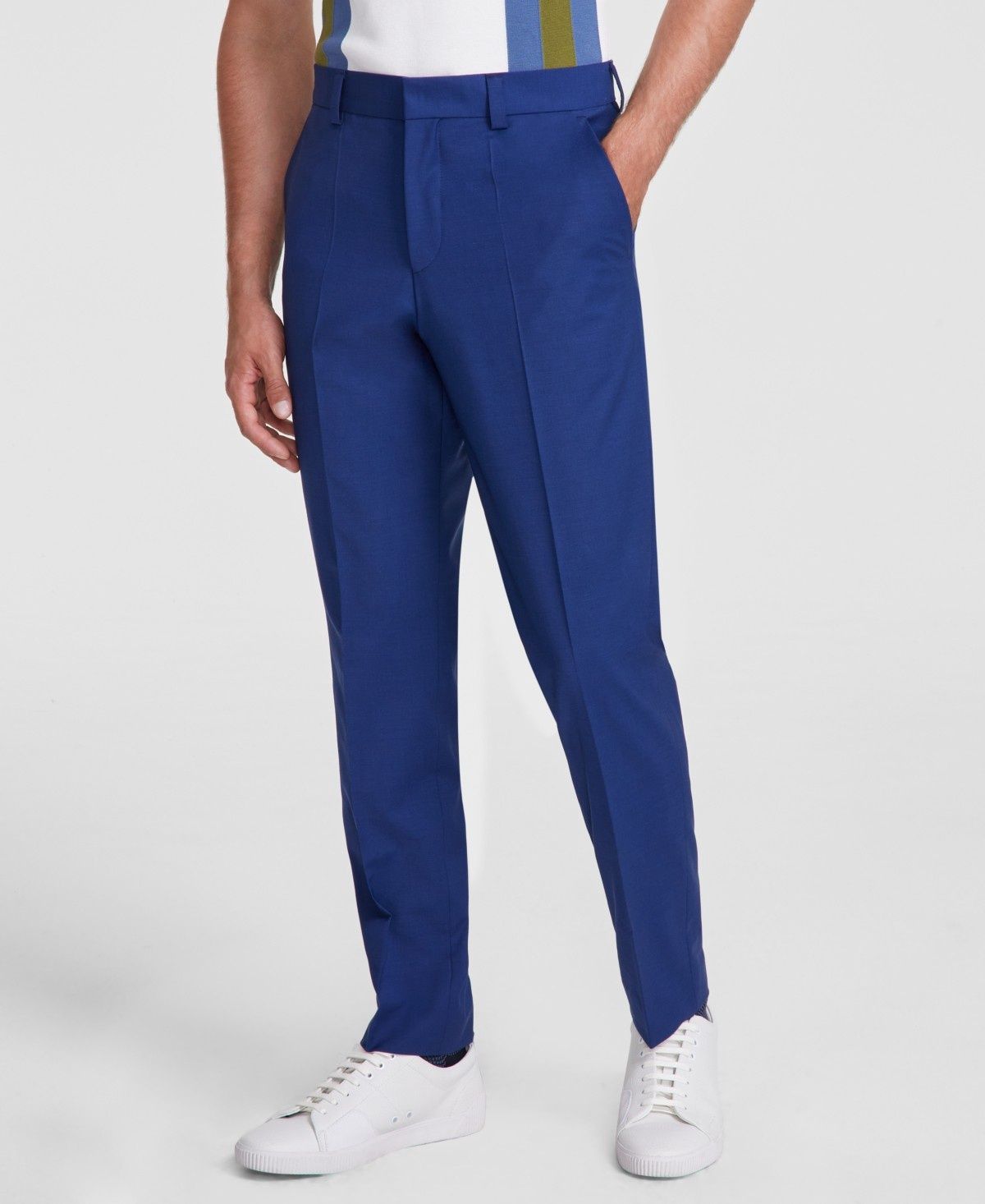 Hugo by Hugo Boss Men&#39;s Modern-Fit Solid Wool-Blend Suit Trousers - Blue