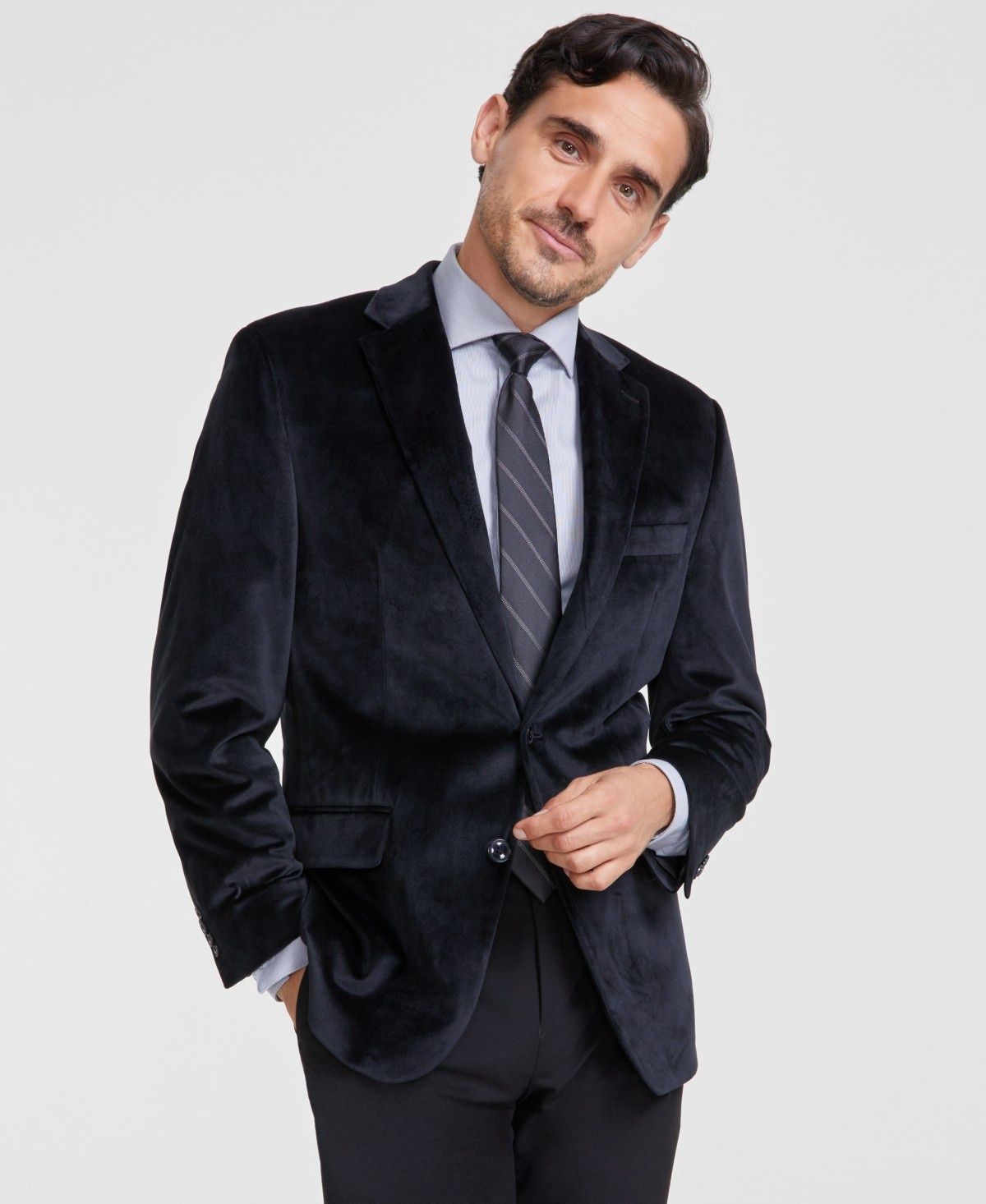 Michael Kors Men&#39;s Classic-Fit Velvet Sport Coat - Black