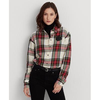 Lauren Ralph Lauren Women&#39;s Bullion Checked Plaid Twill Shirt, Regular and Petite - Red/cream Multi