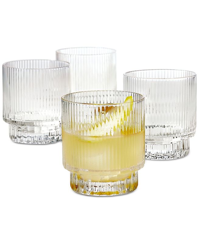 Hotel Collection Fluted Double Old-Fashioned Glasses, Set of 4, Created for Macys - Clear