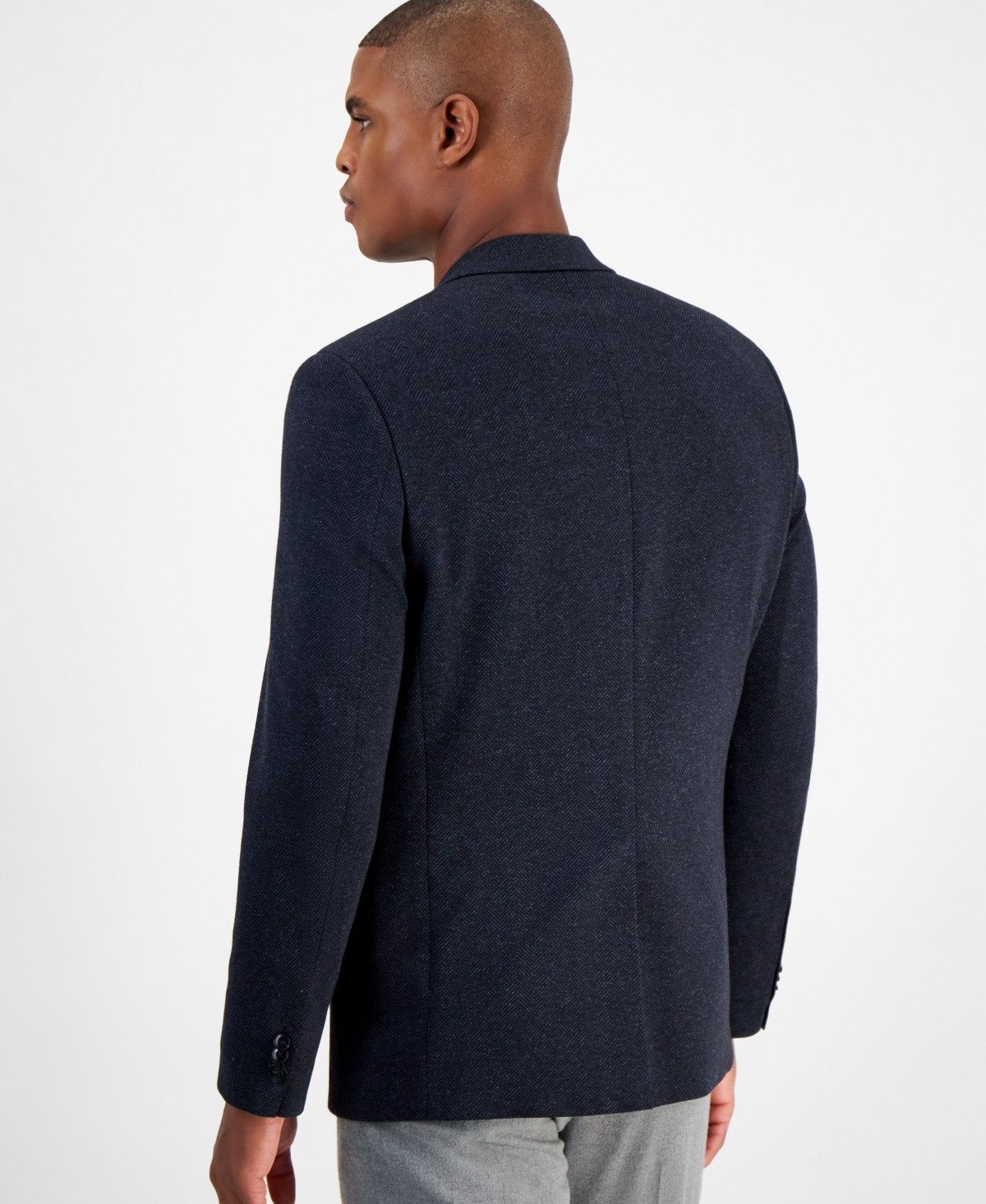 Michael Kors Men&#39;s Regular Fit Stretch Sport Coat - Navy Herringbone