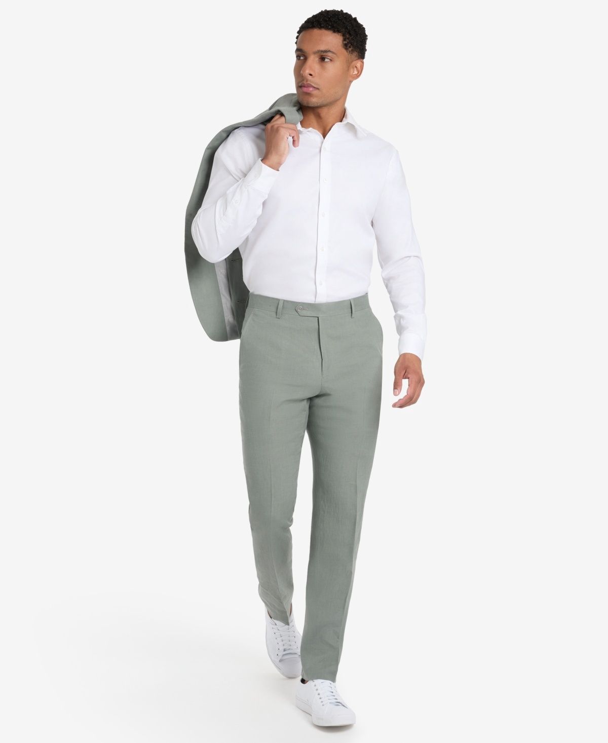 Tommy Hilfiger Modern Fit Linen Men&#39;s Suit Separates Pants Sage - Size: 36W X 32L