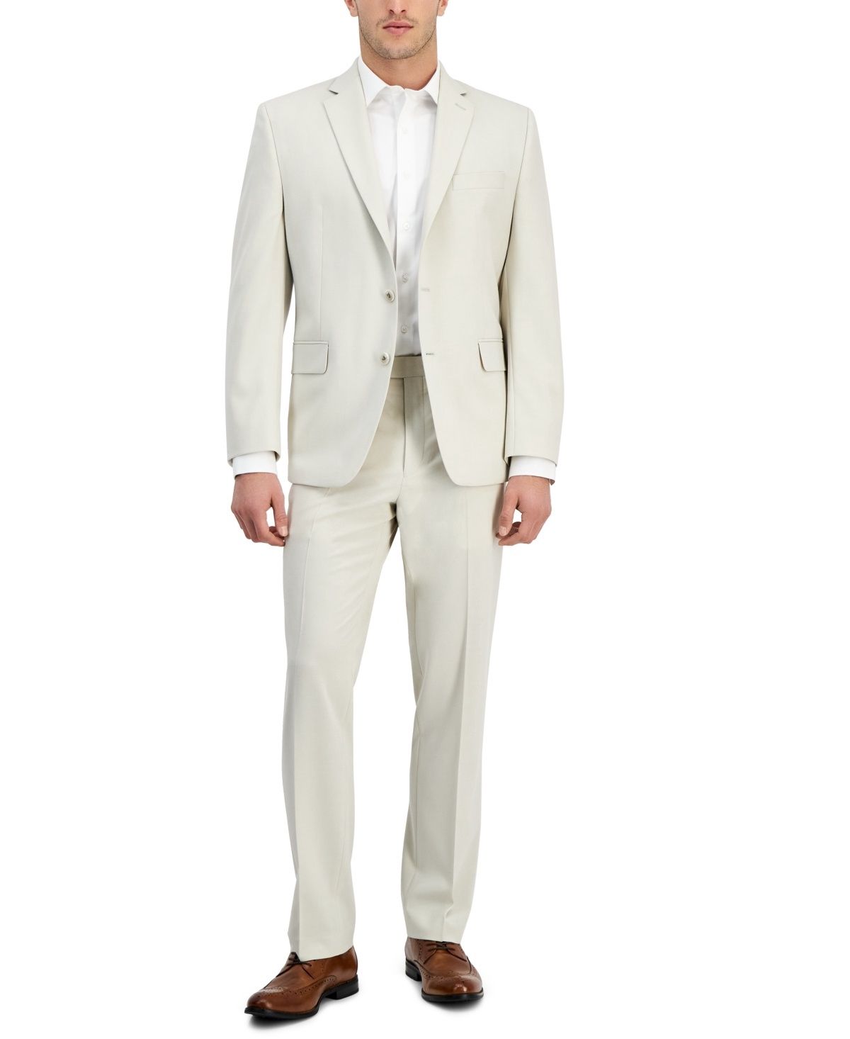 Perry Ellis Men&#39;s Modern-Fit Solid Nested Suit - Stone