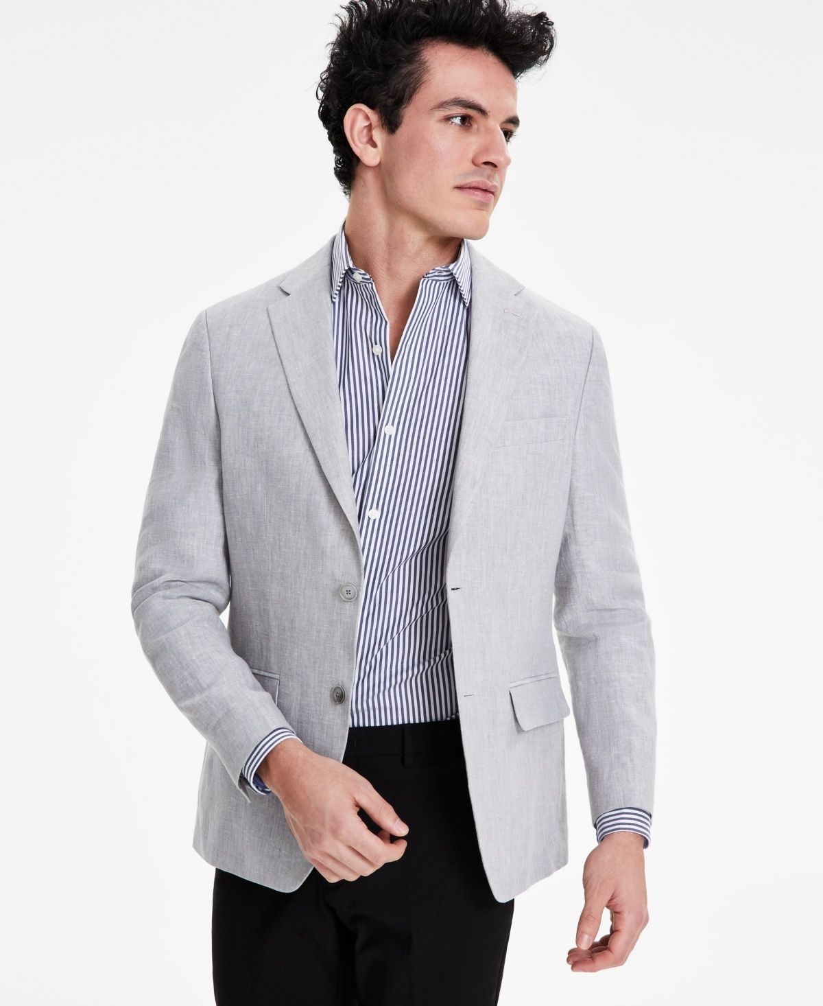 Tommy Hilfiger Men&#39;s Modern-Fit Linen Sport Coat - Light Grey