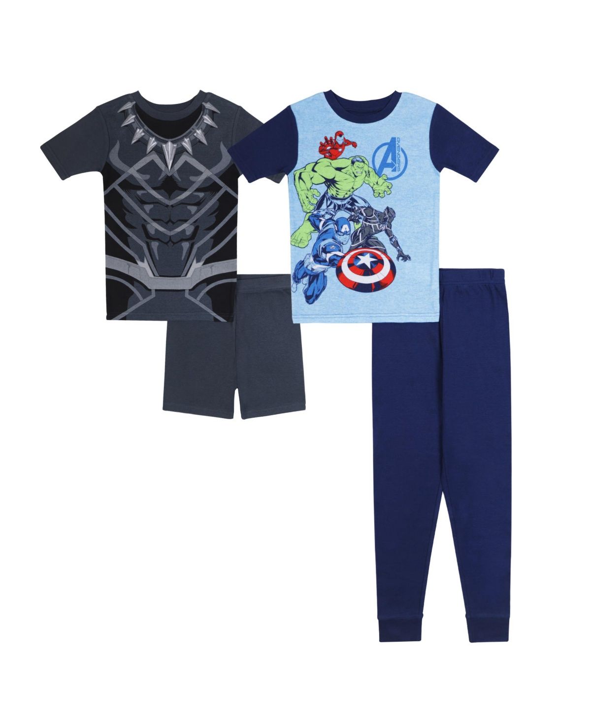 Avengers Big Boys Shorts, T-shirt and Pajama, 4 Piece Set - Assorted