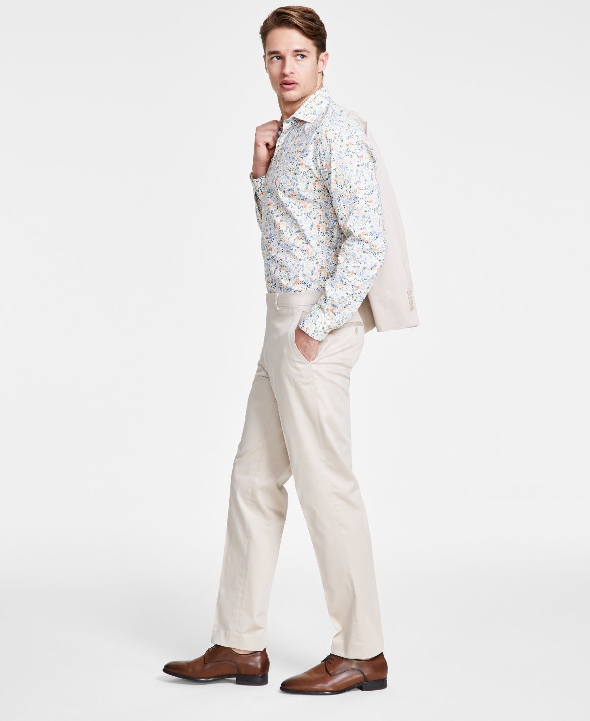 Bar Iii Men&#39;s Slim-Fit Cotton Stretch Solid Suit Separate Pants,  - Tan