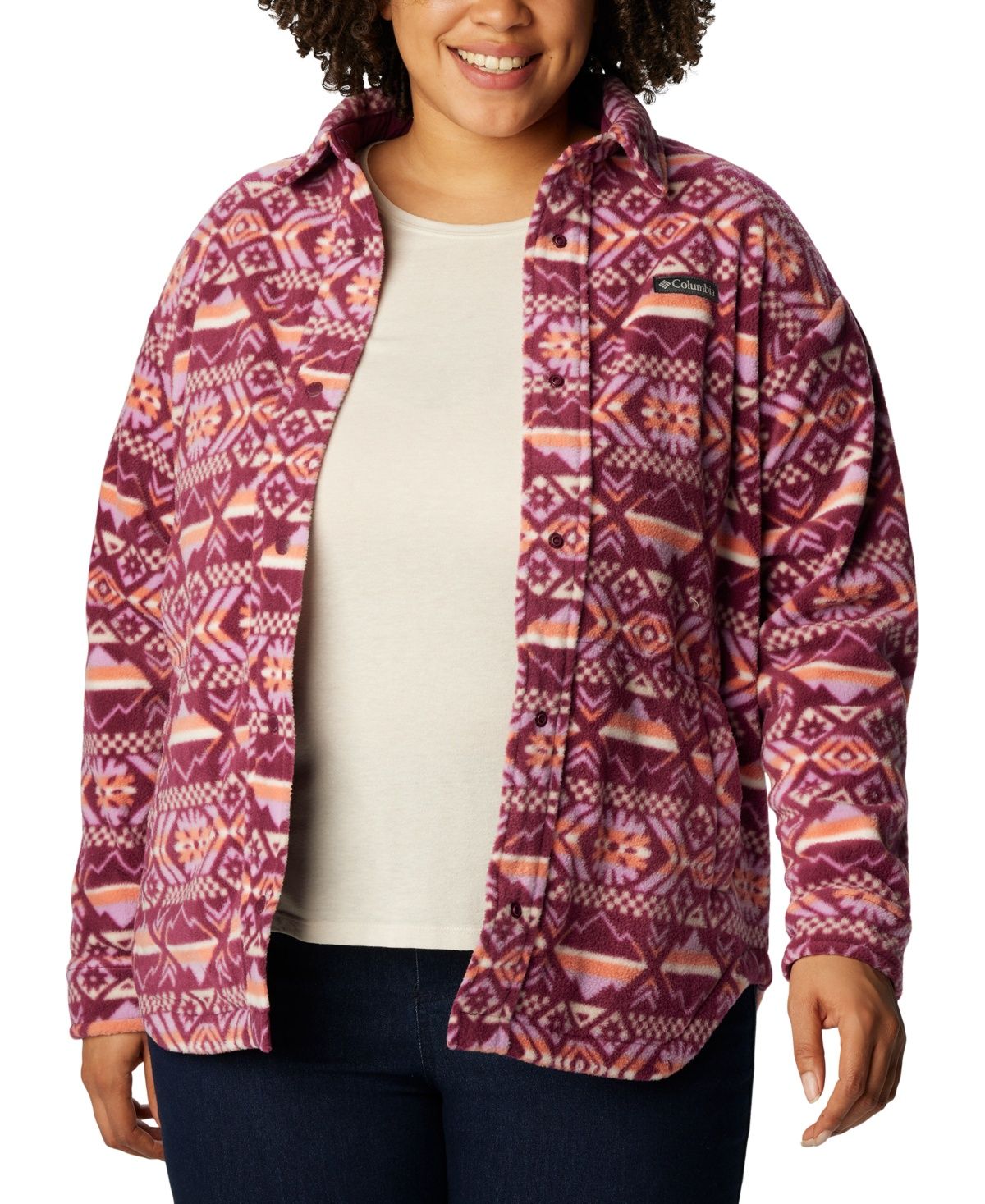 Columbia Plus Size Benton Springs Long-Sleeve Shirt Jacket - Marionberry Check