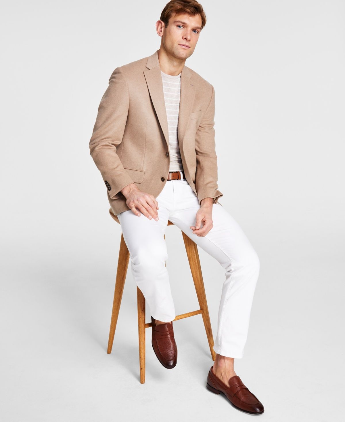 Michael Kors Men&#39;s Wool Cashmere Luxury Classic Fit Sport Coat - Camel