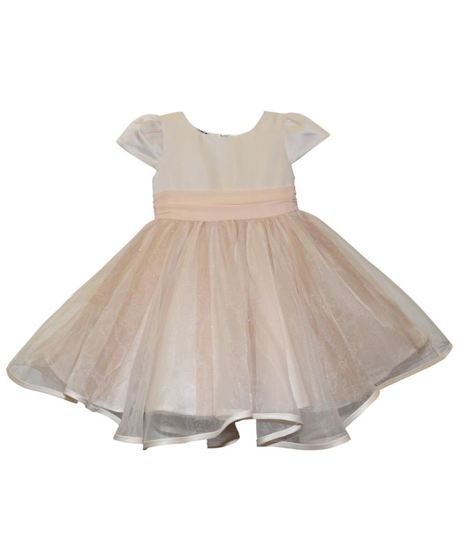 Blueberi Boulevard Baby Girls Fit-and-Flare Satin and Tulle Dress - Champagne