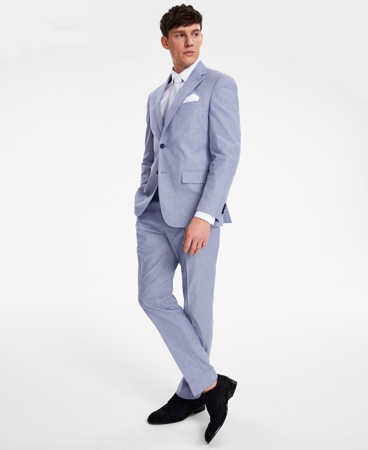 Tommy Hilfiger Mens Modern-Fit TH Flex Stret Blue 40R