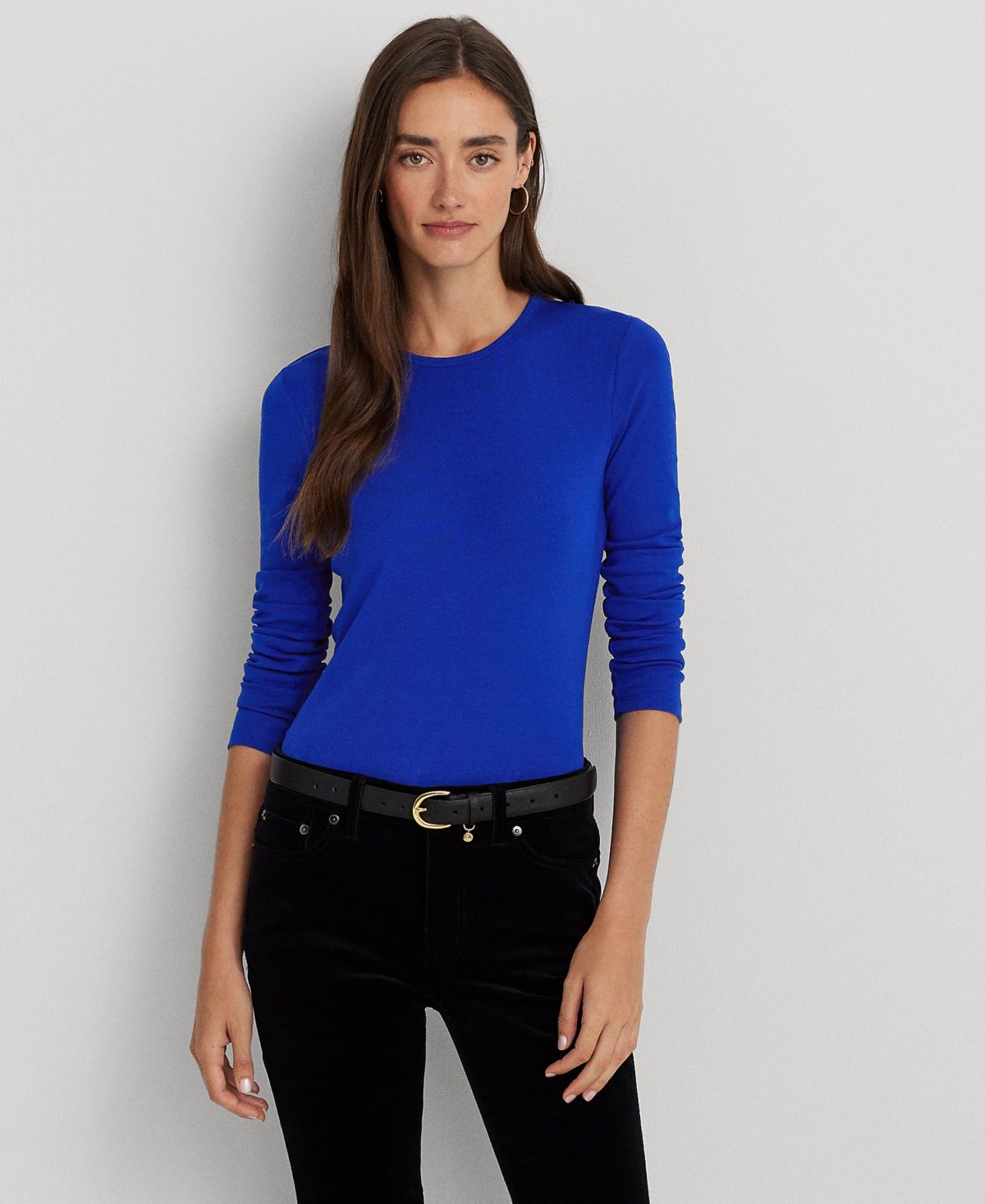 Lauren Ralph Lauren Women&#39;s Cotton-Blend Long-Sleeve Top - Sapphire Star