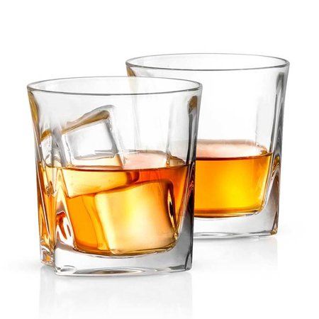 JoyJolt Luna Crystal Whiskey Glasses 10 Oz (Set of 2)