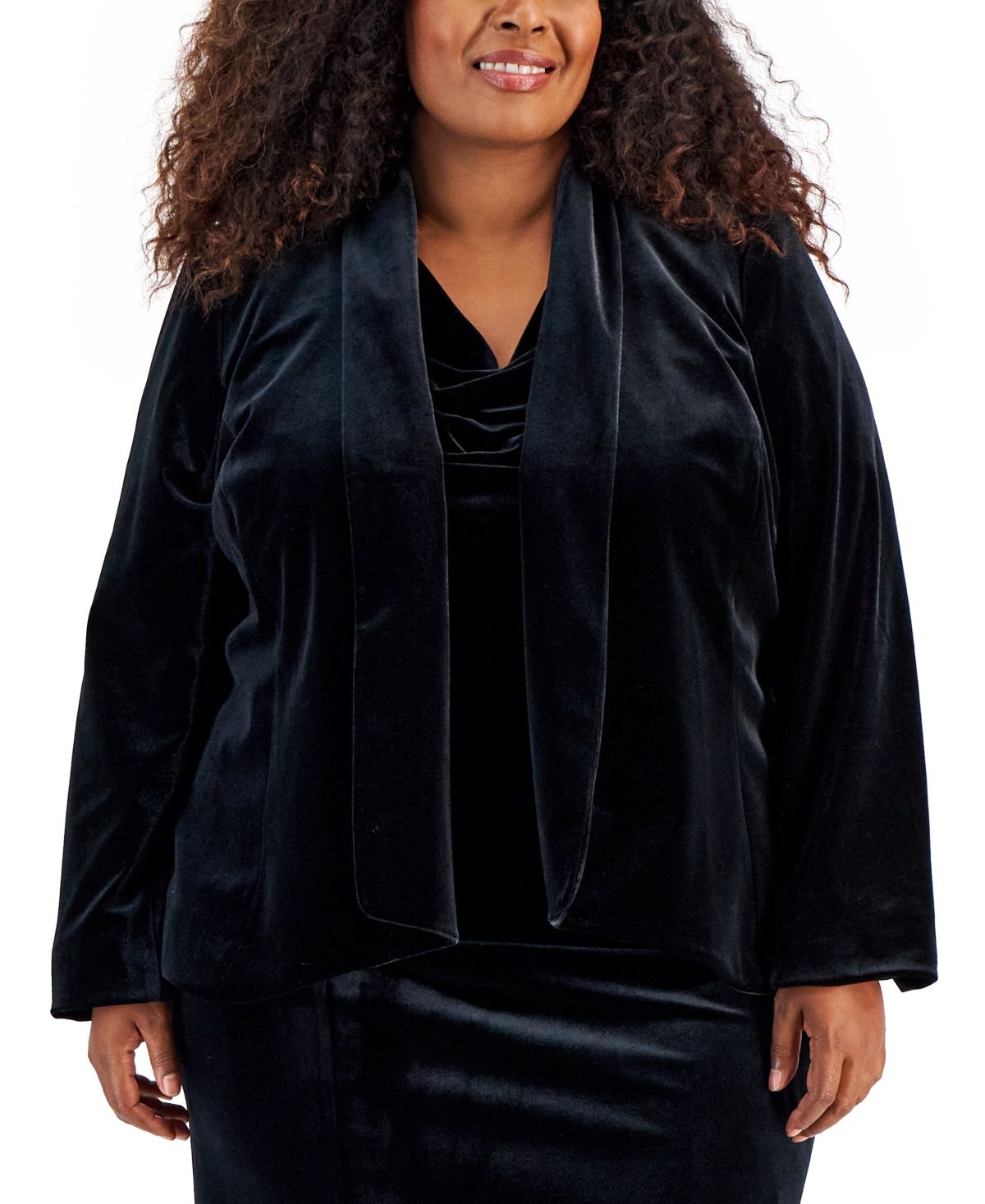 Kasper Womens Plus Velvet Special Occasion Open Front