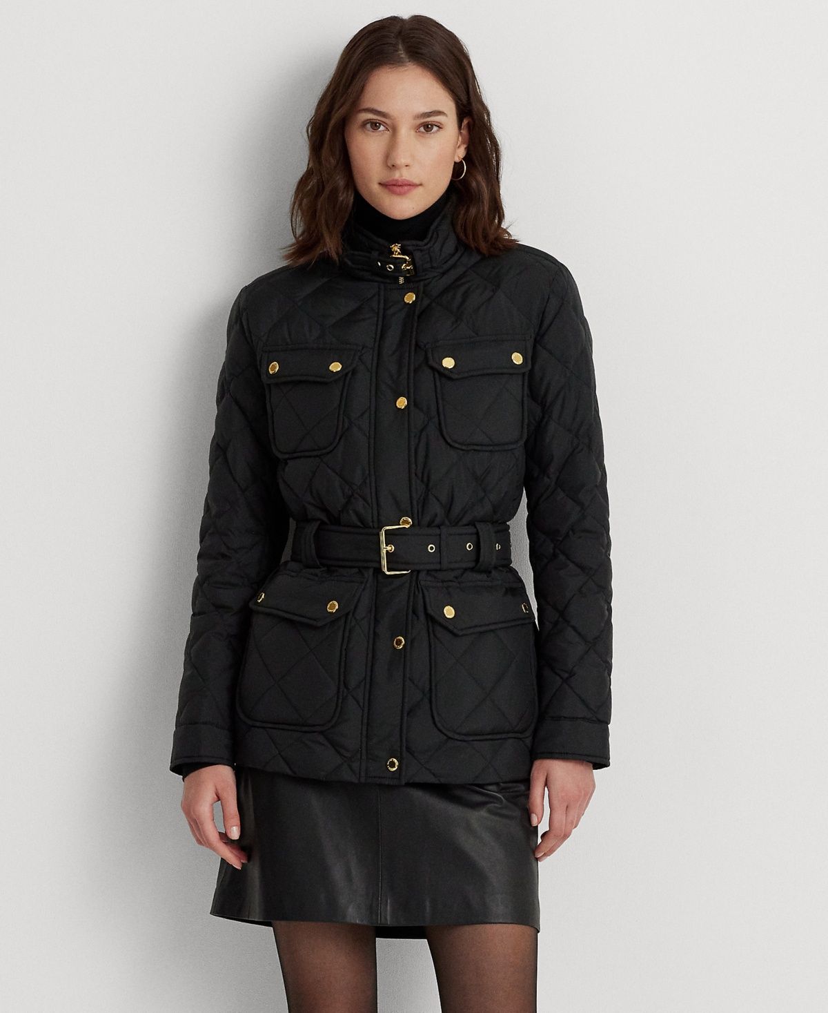 Lauren Ralph Lauren Women&#39;s Diamond-Quilted Down Coat - Black