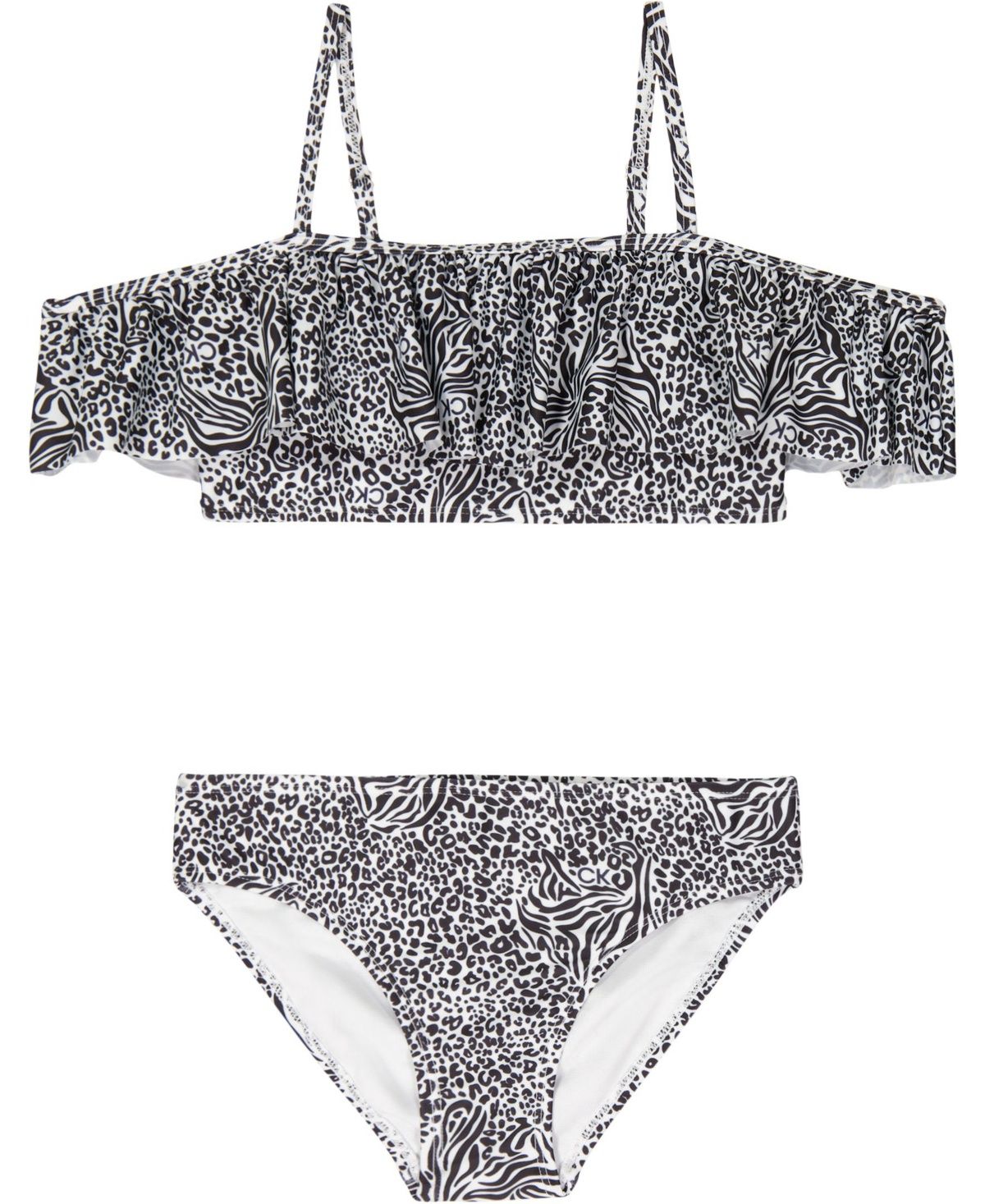 Calvin Klein Big Girls Knot Bikini Swimsuit, 2 Piece Set - Black