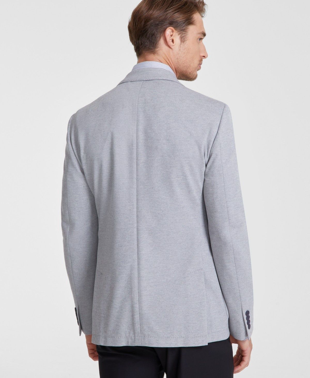 Calvin Klein Men&#39;s Slim-Fit Solid Knit Sport Coat - Light Grey