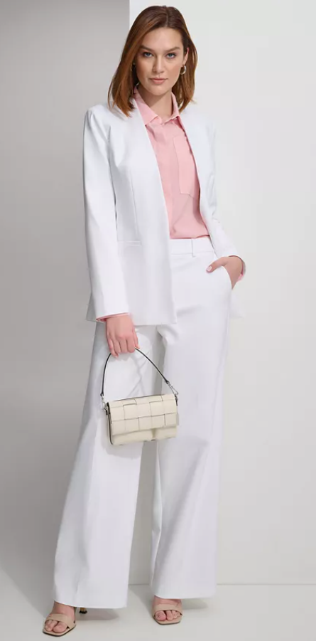Calvin Klein Women&#39;s Collarless Open-Front Blazer - White