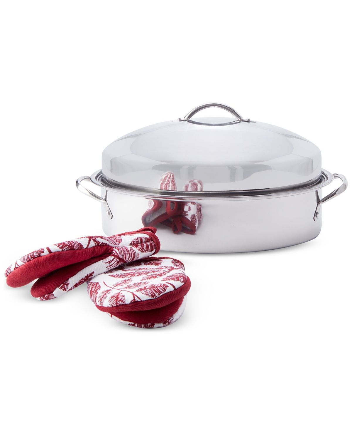 The Cellar Stainless Steel 8-Qt Covered Oval Roaster with Rack,