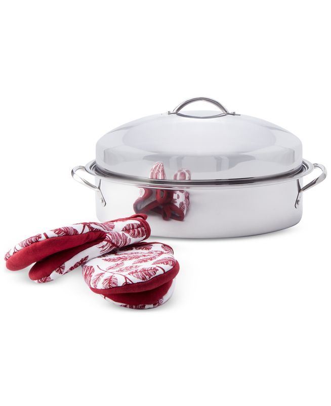 The Cellar Stainless Steel 8-Qt Covered Oval Roaster with Rack,
