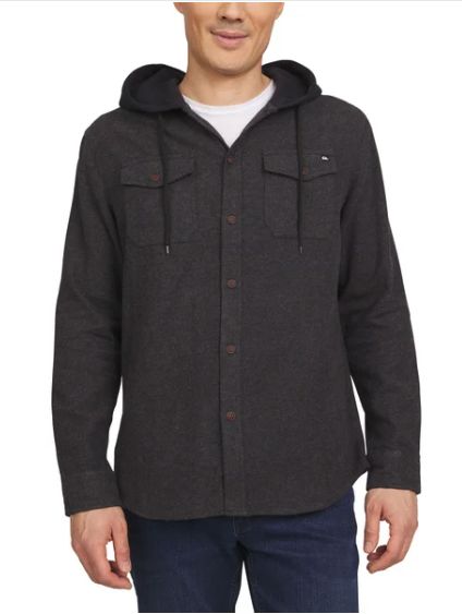 Quiksilver Men&#39;s Hooded Flannel Black XL