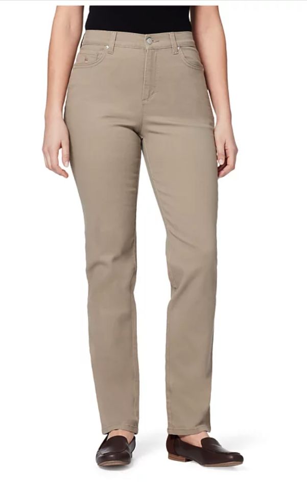 Gloria Vanderbilt Women&#39;s Amanda Colored Twill Straight-Leg Jeans, in Regular &amp; Short - Hazelnut 16LUS
